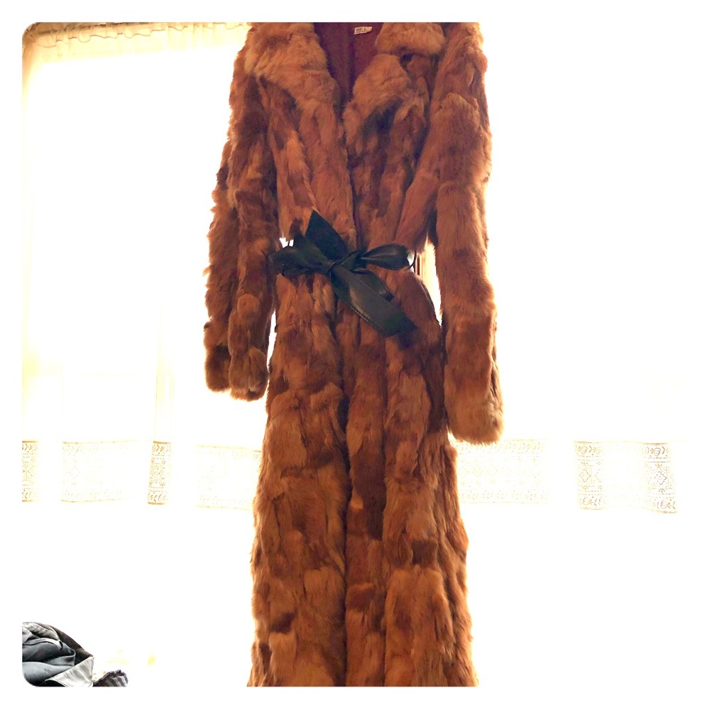 Long real fox coat
